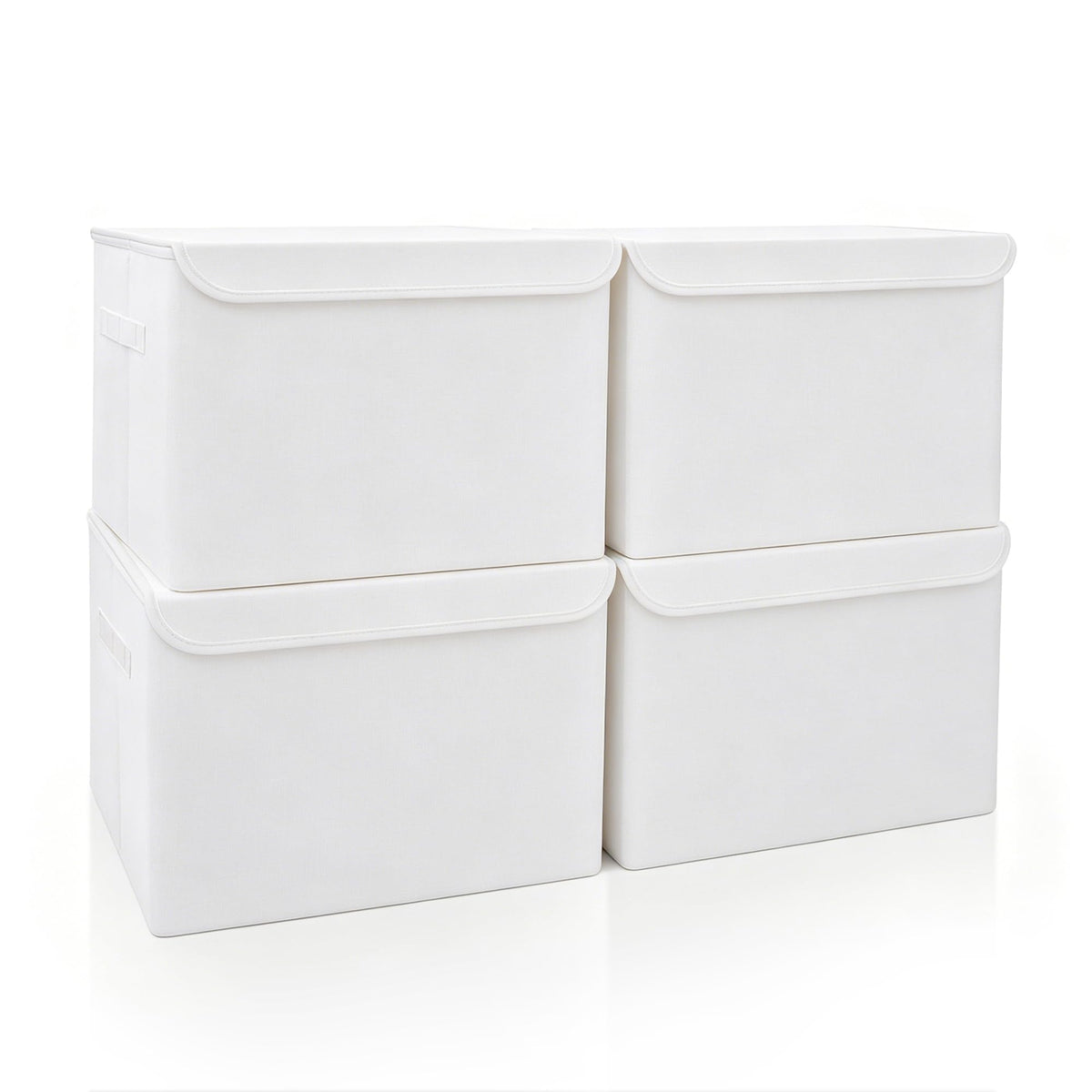 Bagnizer Large 17" 42 Quarts Collapsible Stackable Storage Bins with Lids [3-Pack] Foldable Fabric Linen Storage Boxes Cube, Closet Organizer Baskets with Label for Home (16.7 x 12 x 12, Gray)