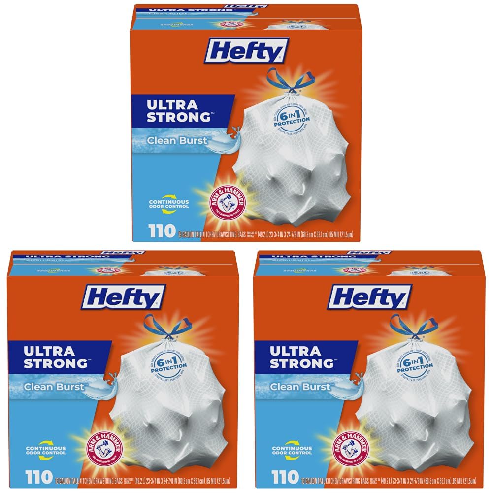 Hefty Ultra Strong Tall Kitchen Trash Bags - Citrus Twist, 13 Gallon, 40 Count