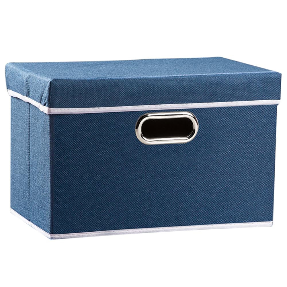 PRANDOM Large Collapsible Storage Bins with Lids [3-Pack] Linen/Cotton Blend Foldable Storage Boxes Organizer Containers Baskets Cube with Cover for Home Bedroom Closet Office Nursery(17.7x11.8x11.8)