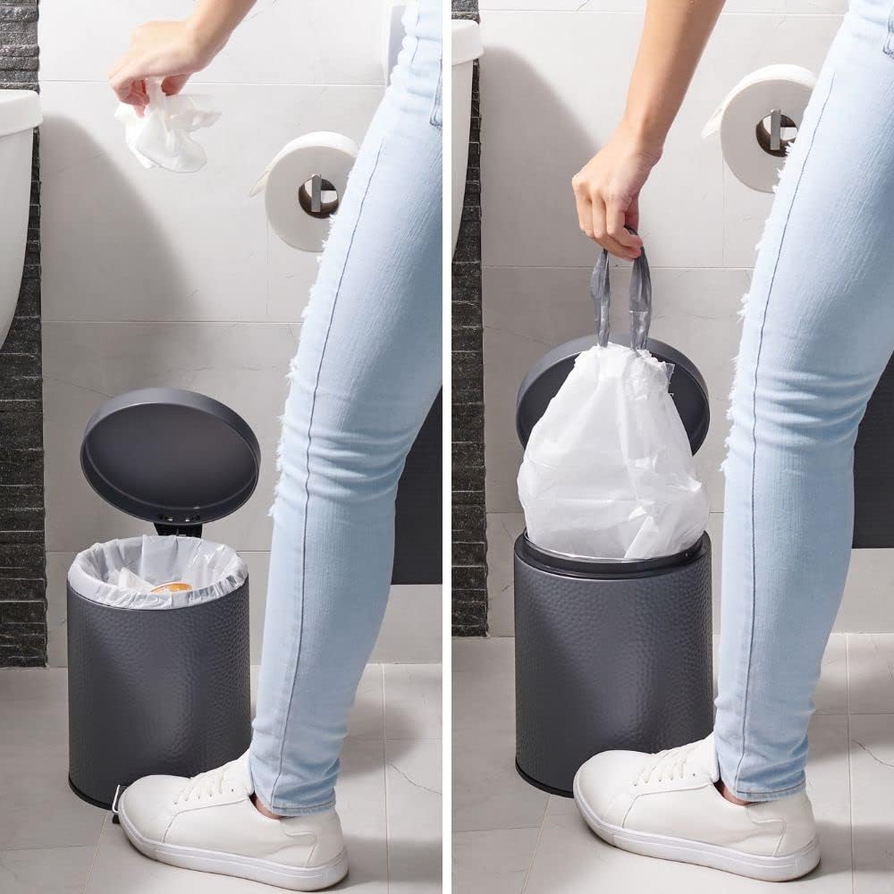 Plasticplace Custom Fit Trash Bags, Compatible with simplehuman Code V (200 Count) White Drawstring Garbage Liners 4.2-4.8 Gallon/ 16-18 Liter, 14.5" x 27.5"