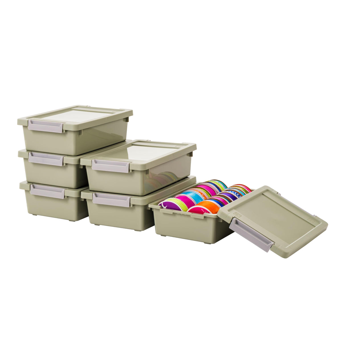 IRIS USA 4-Pack 12 Qt Storage Bins with Lids, Plastic Box, Clear/Black
