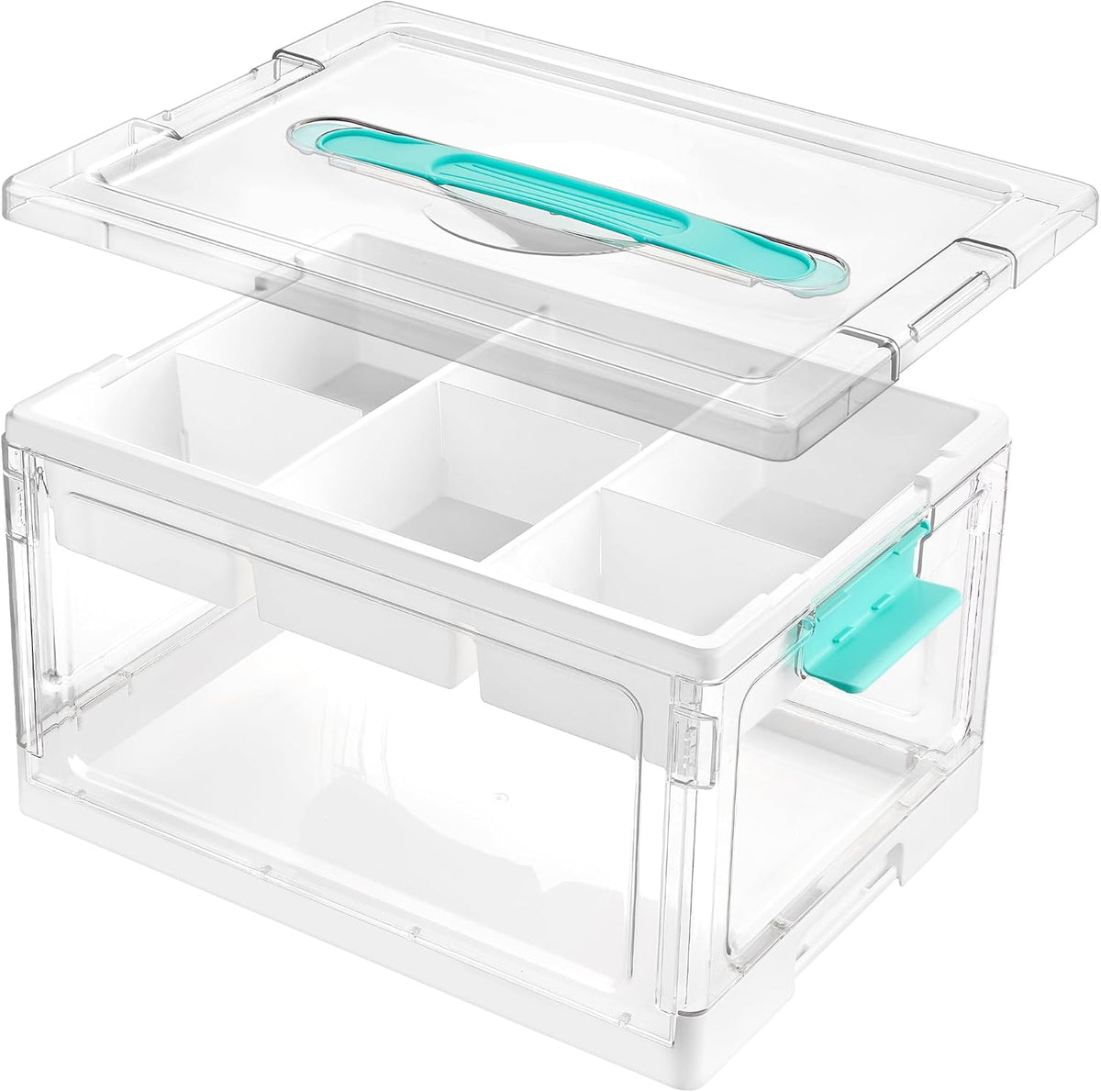 Vtopmart 24 QT Clear Storage Box with Tray & Dividers, 1 Pack–Basic