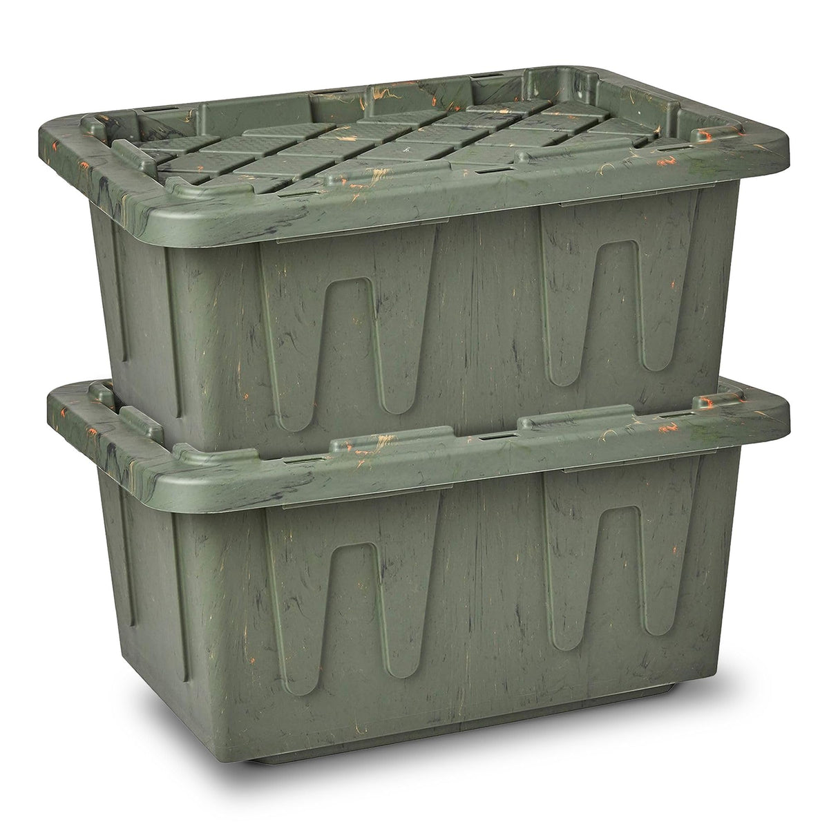 HOMZ Durabilt Plastic Storage Bins with Lids, 15 Gal, Black/Yellow, 2 Pack