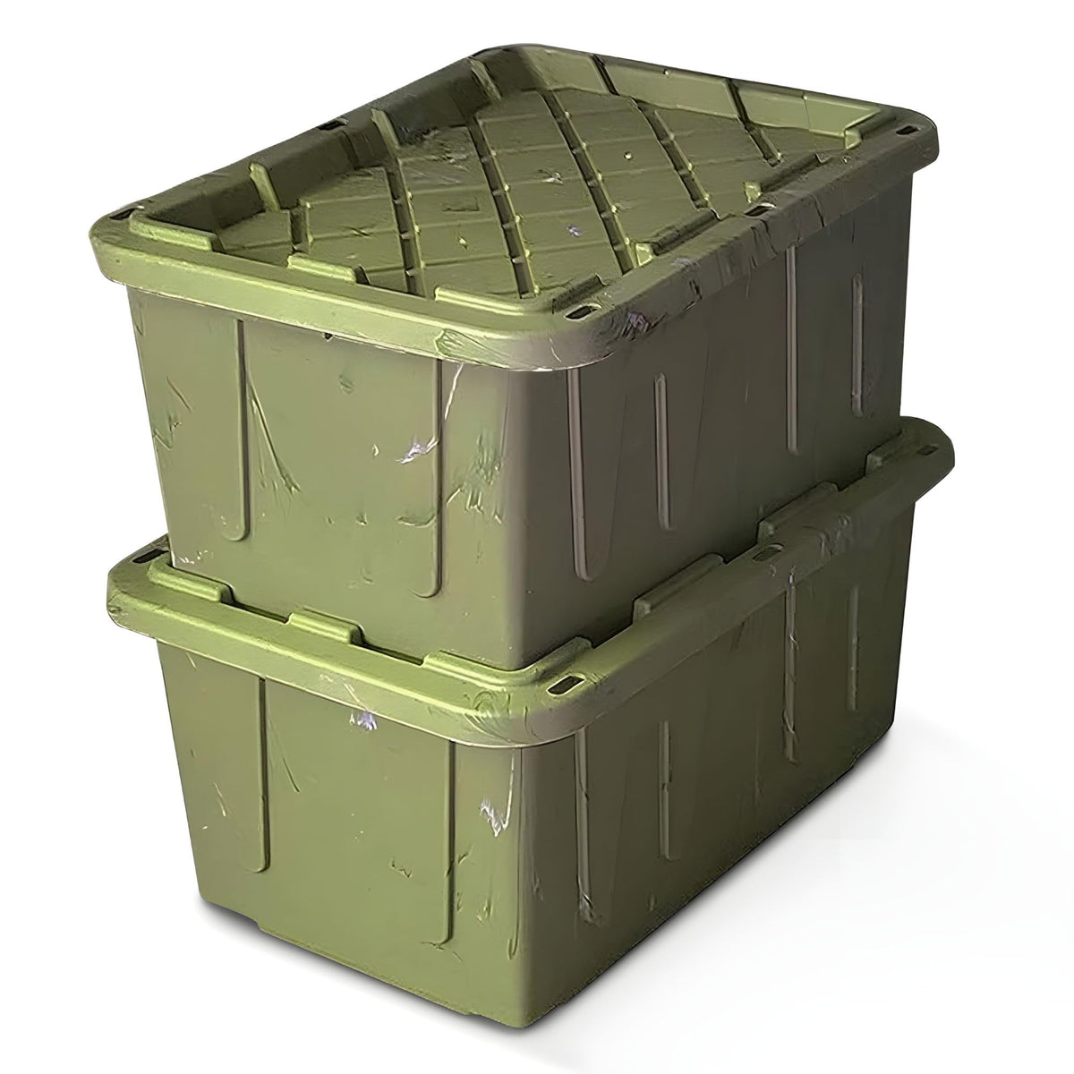HOMZ Durabilt Plastic Storage Bins with Lids, 15 Gal, Black/Yellow, 2 Pack