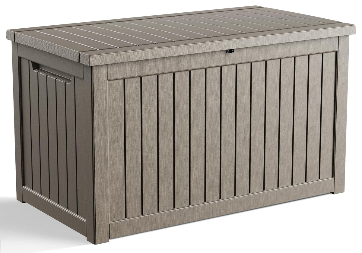 36 Gallon Outdoor Deck Box, Lockable Waterproof Outdoor Storage Boxes For Garden Tools,Indoor Cushions,Accessories Outside Storage Resin Weatherproof Container(Black)