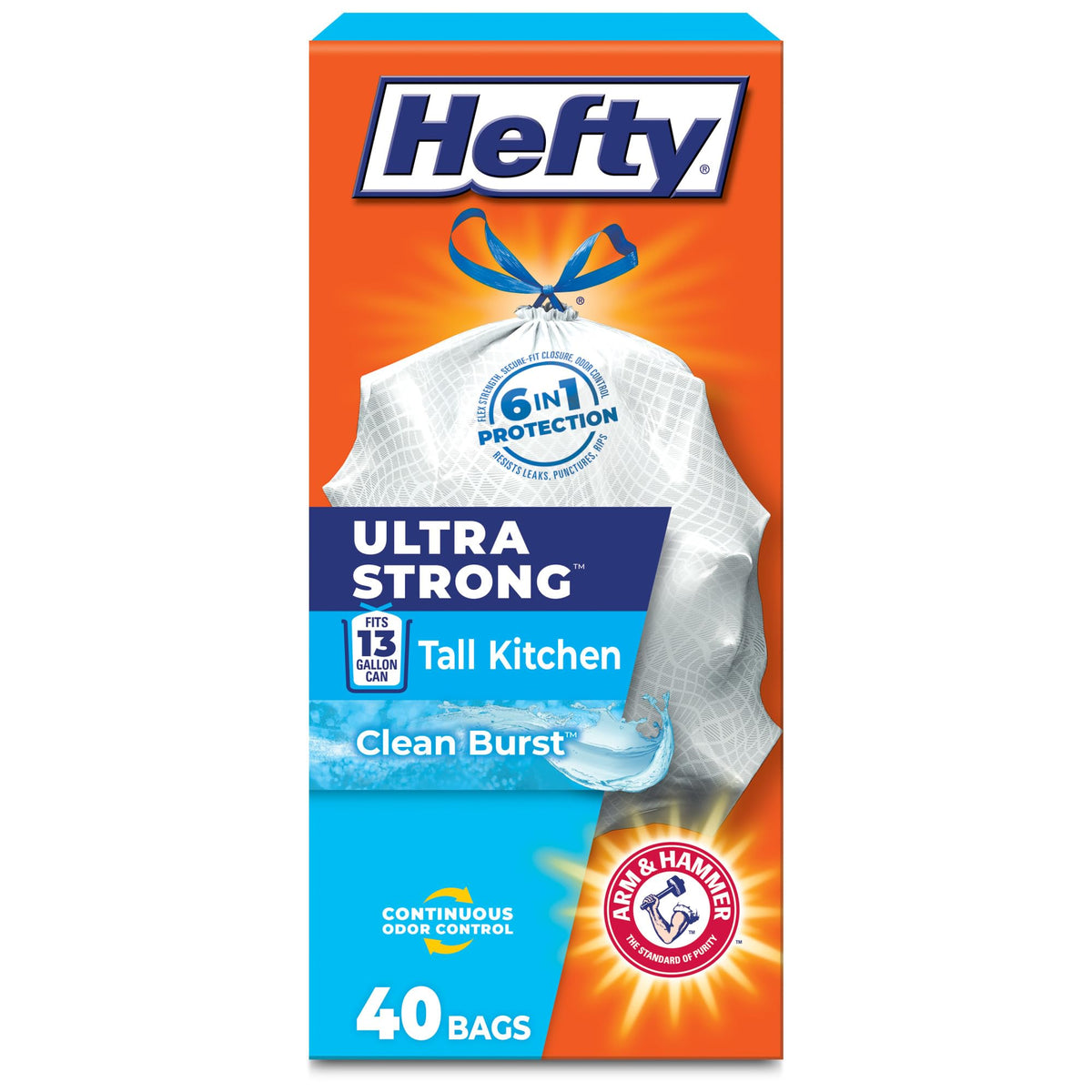 Hefty Ultra Strong Tall Kitchen Trash Bags - Citrus Twist, 13 Gallon, 40 Count
