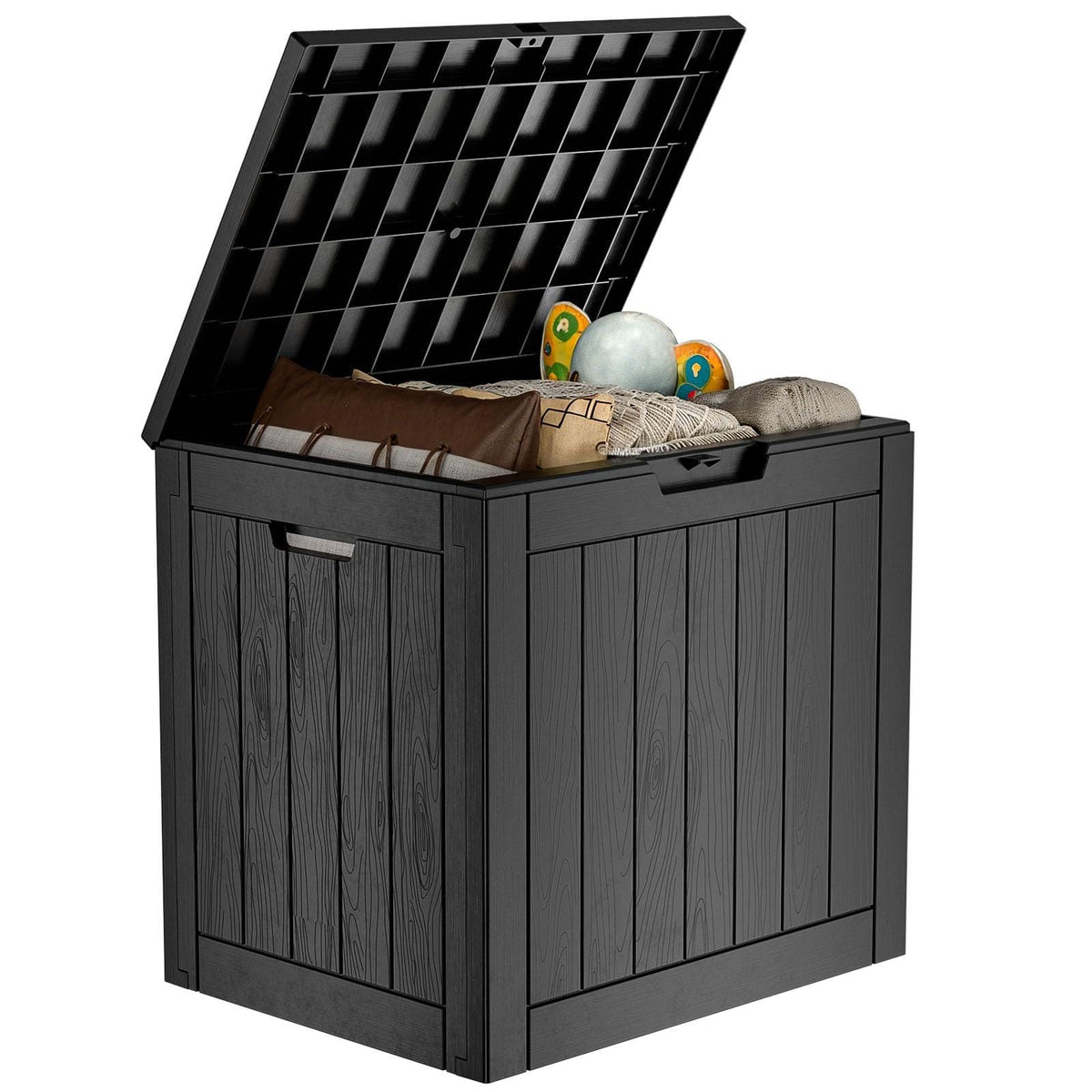 36 Gallon Outdoor Deck Box, Lockable Waterproof Outdoor Storage Boxes For Garden Tools,Indoor Cushions,Accessories Outside Storage Resin Weatherproof Container(Black)