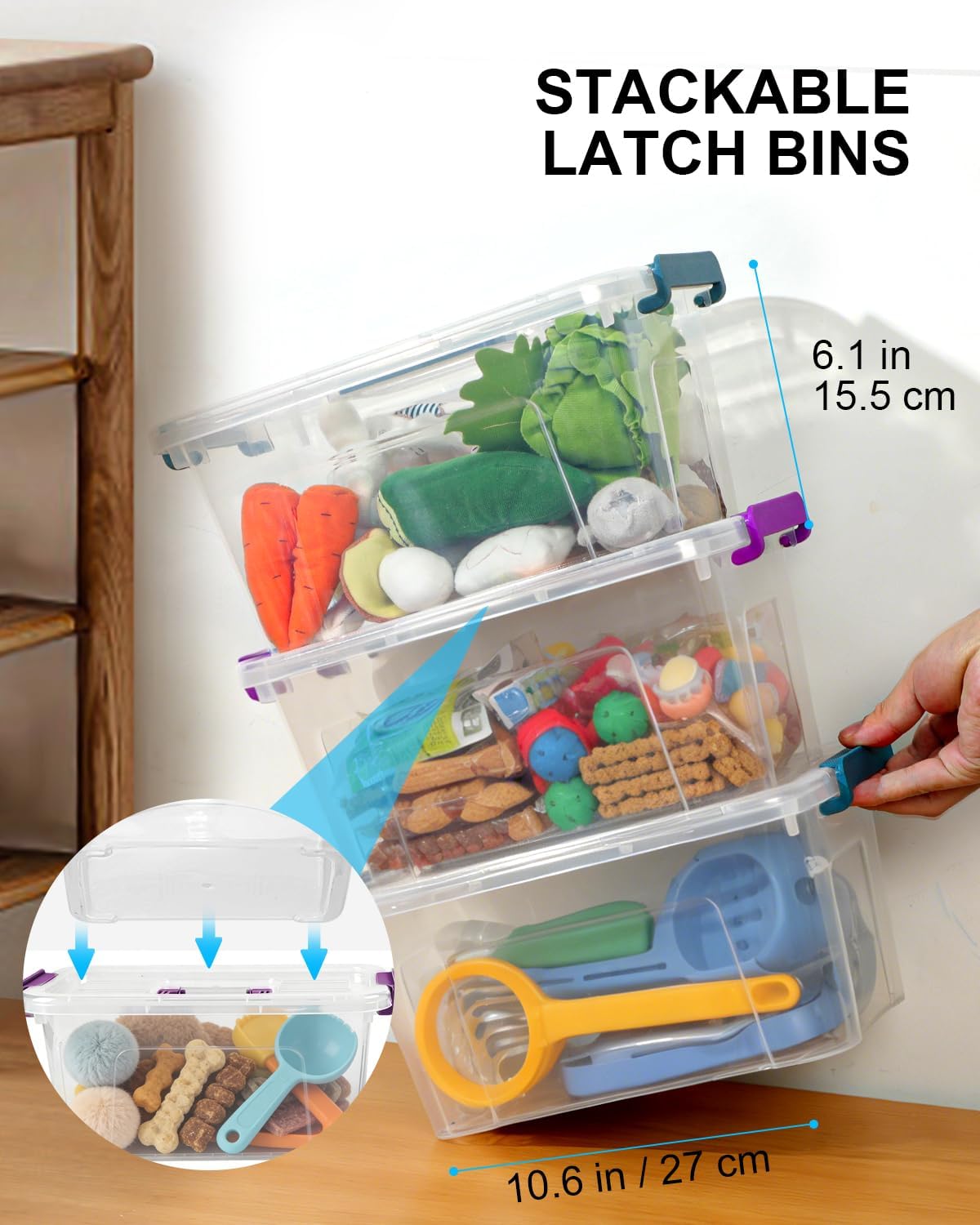 EOENVIVS Clear storage bins with lids 6 Pack, 7 Quart storage containers with lids, Stackable storage box Organizer for organizers and storage, Bedroom, Office, Classroom, Playroom & shoe boxes
