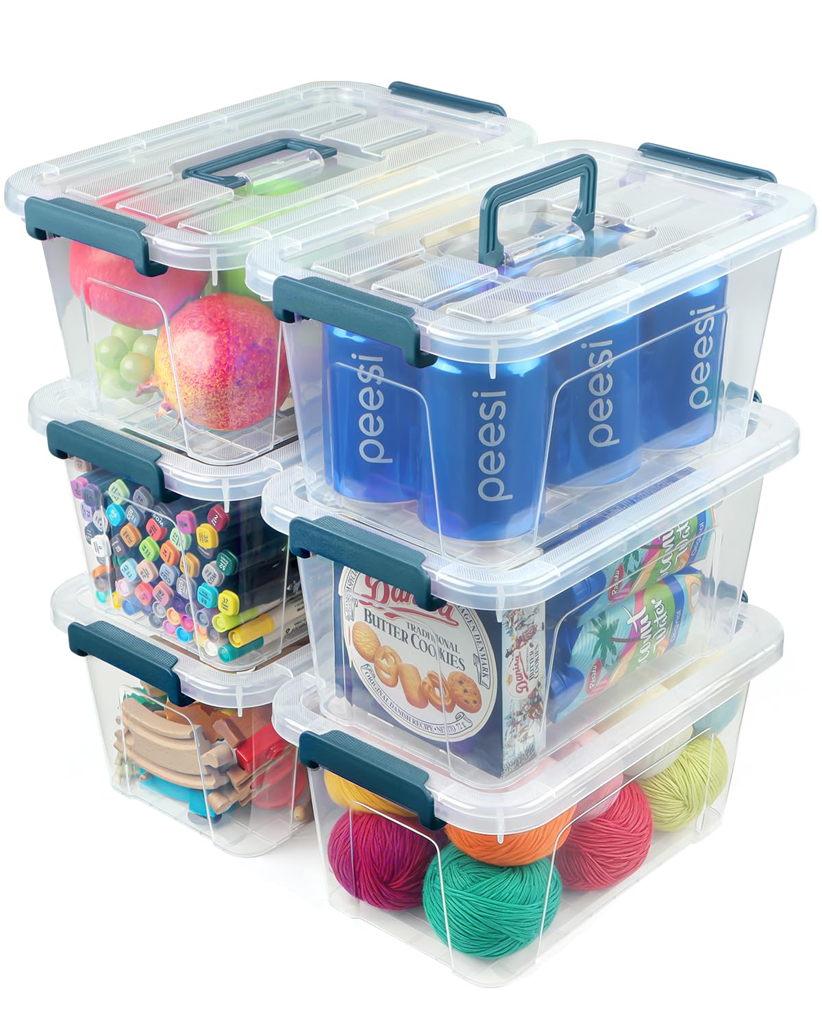 EOENVIVS Clear storage bins with lids 6 Pack, 7 Quart storage containers with lids, Stackable storage box Organizer for organizers and storage, Bedroom, Office, Classroom, Playroom & shoe boxes