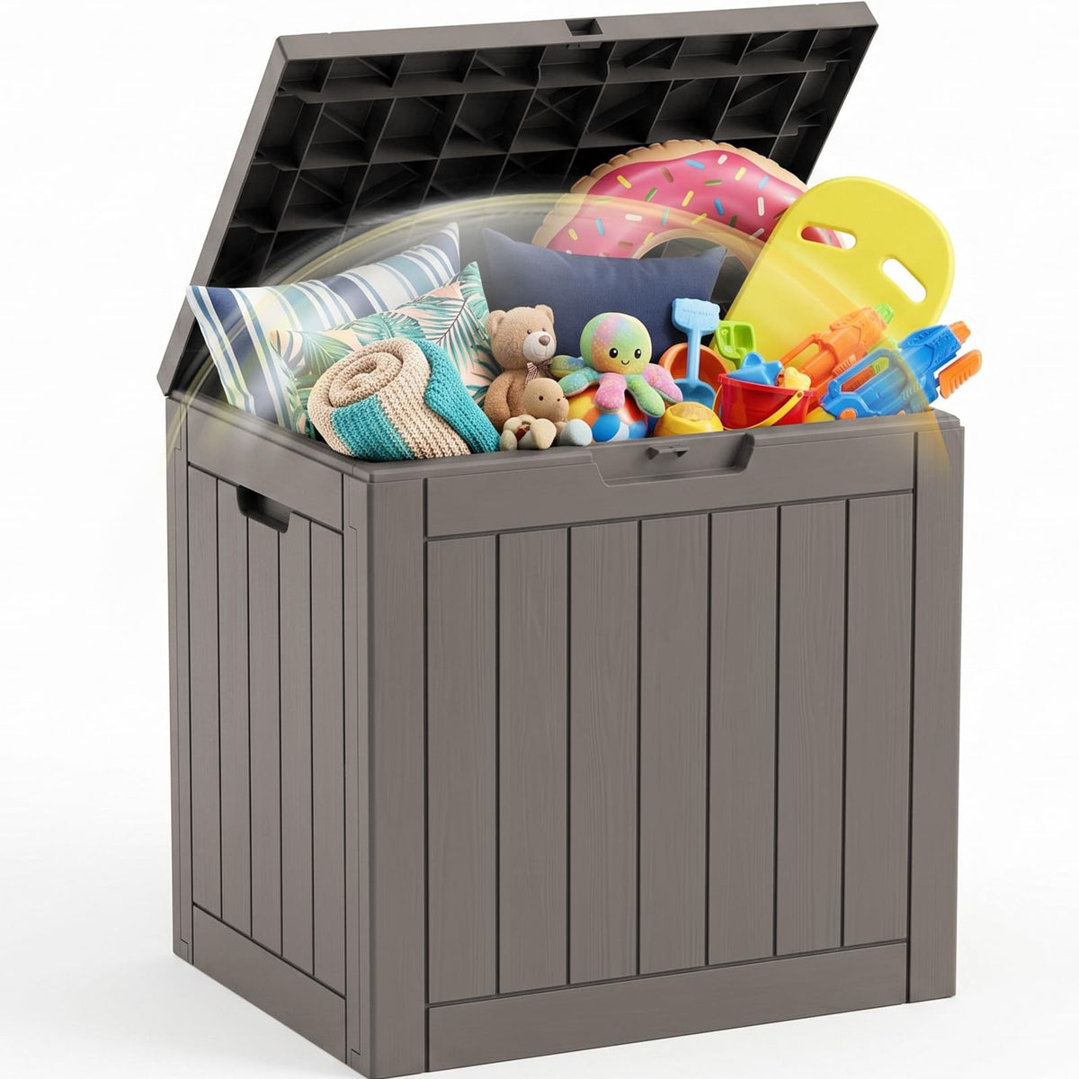 EFU Outdoor Storage Box 42 Gallon Deck Box, Waterproof Resin, Black