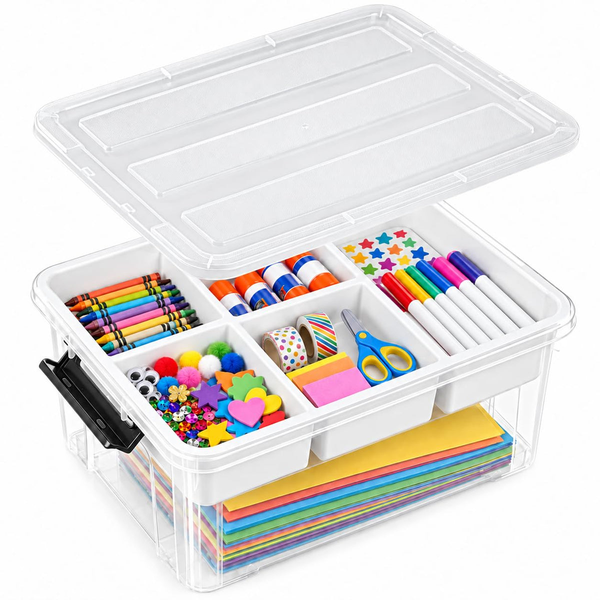 EOENVIVS Clear storage bins with lids 6 Pack, 7 Quart storage containers with lids, Stackable storage box Organizer for organizers and storage, Bedroom, Office, Classroom, Playroom & shoe boxes