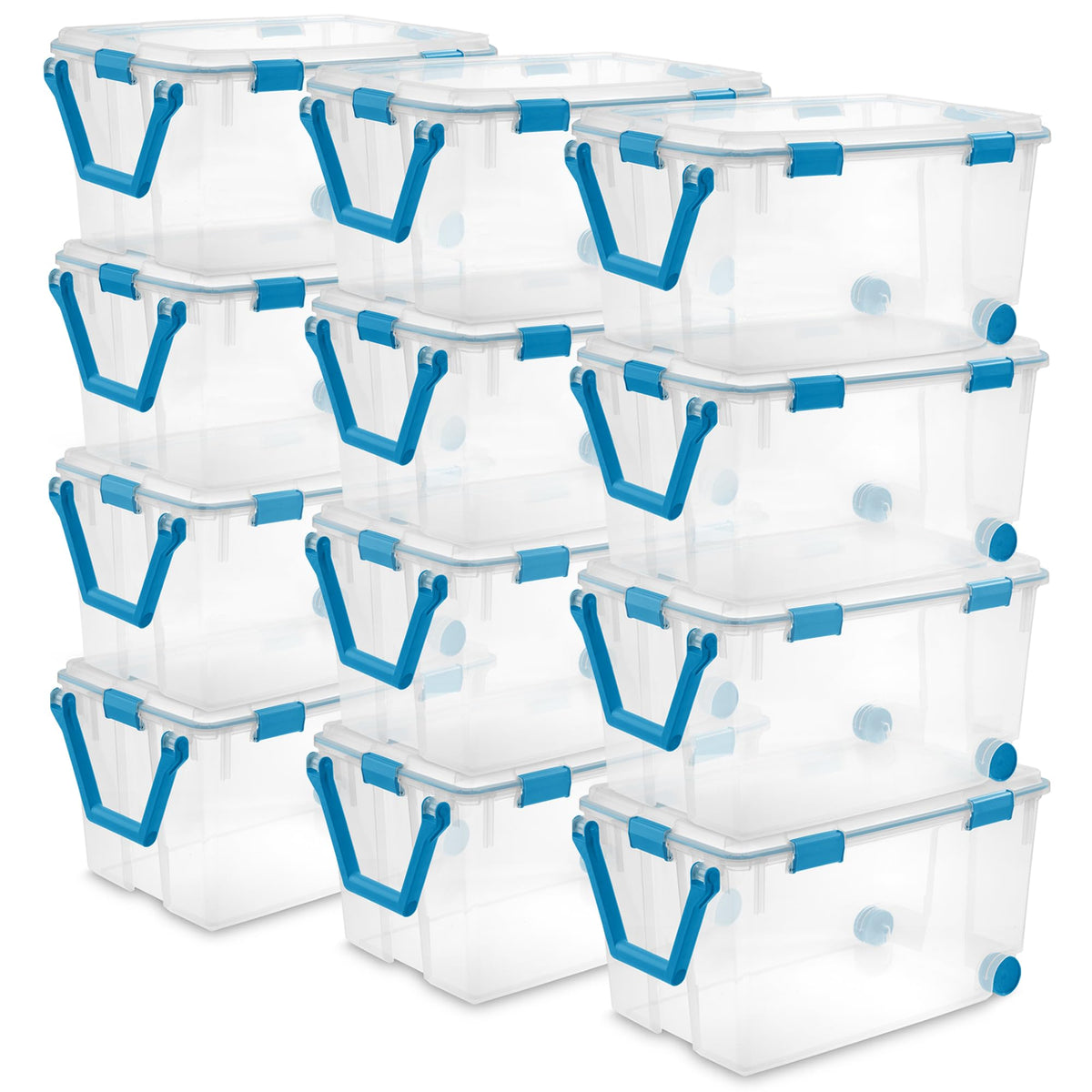 Sterilite Gasket Storage Box with Lids for Home & Office, 32 Quart, 4-Pack