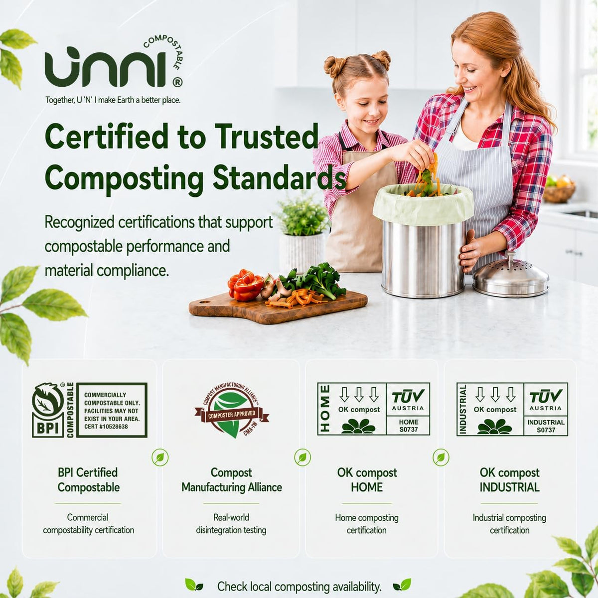 UNNI 2.6 Gallon Compostable Bags, 100 Count, 10 Liter, Extra Thick 0.71 Mil