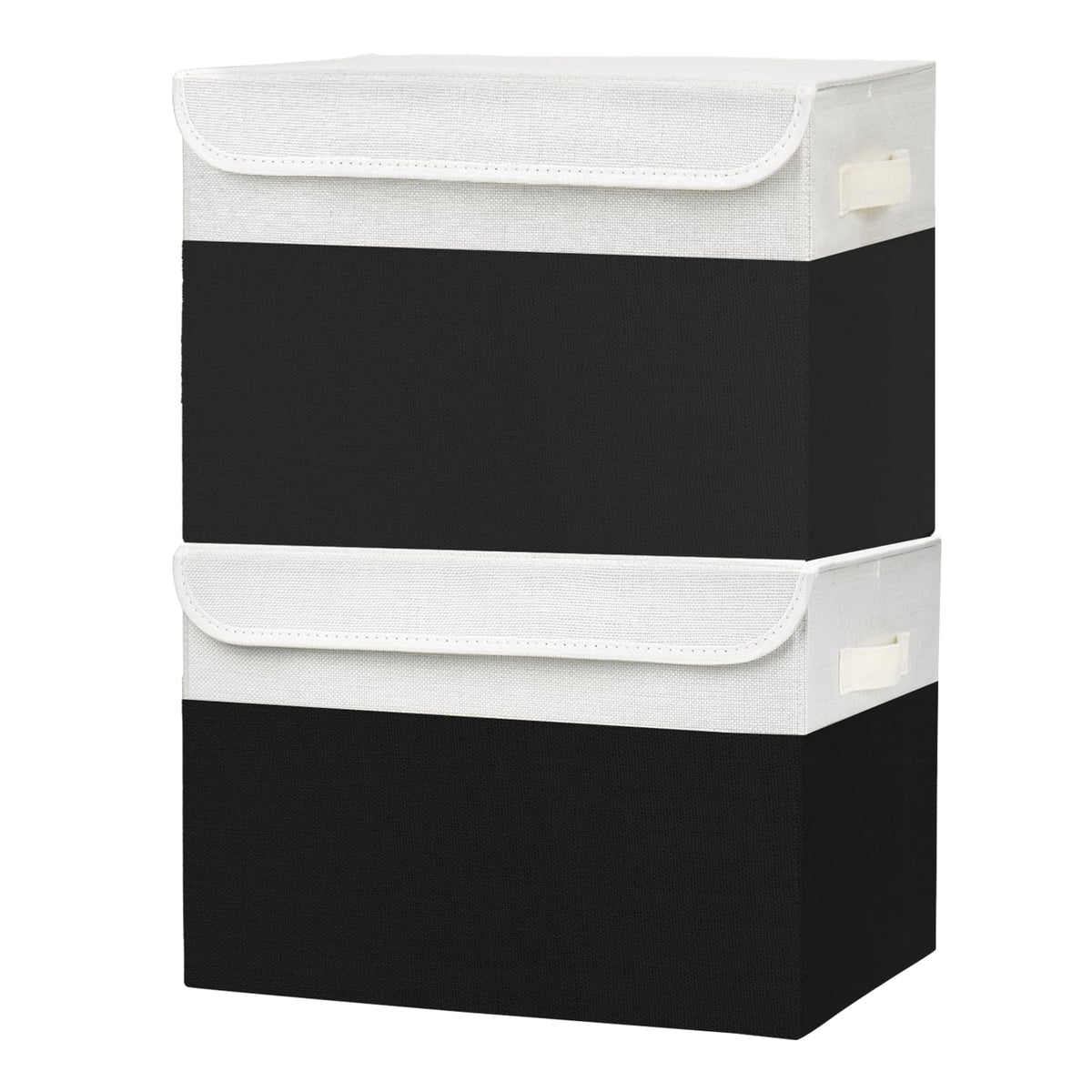 Bagnizer Large 17" 42 Quarts Collapsible Stackable Storage Bins with Lids [3-Pack] Foldable Fabric Linen Storage Boxes Cube, Closet Organizer Baskets with Label for Home (16.7 x 12 x 12, Gray)
