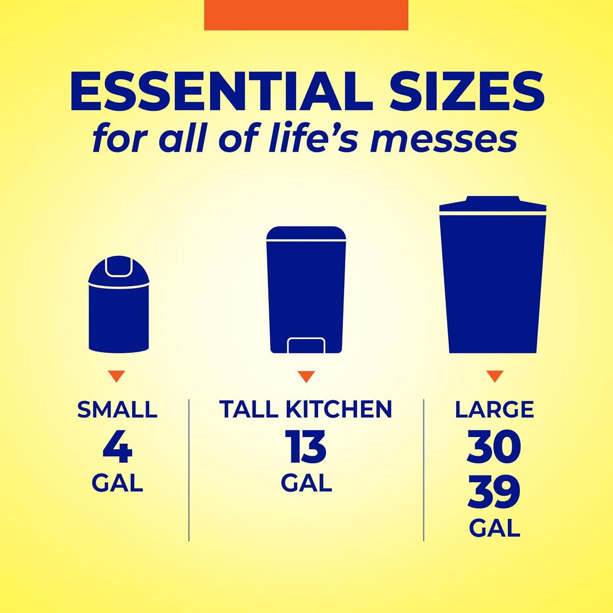 Hefty Essentials 13 Gallon Kitchen Trash Bags, White, Unscented, 45ct