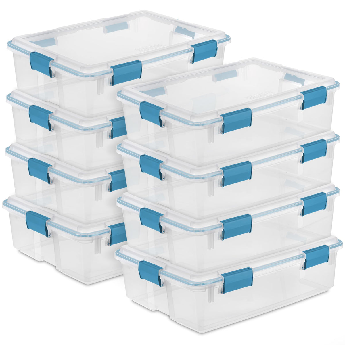 Sterilite Gasket Storage Box with Lids for Home & Office, 32 Quart, 4-Pack