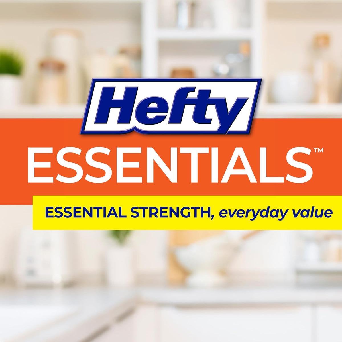 Hefty Essentials 13 Gallon Kitchen Trash Bags, White, Unscented, 45ct