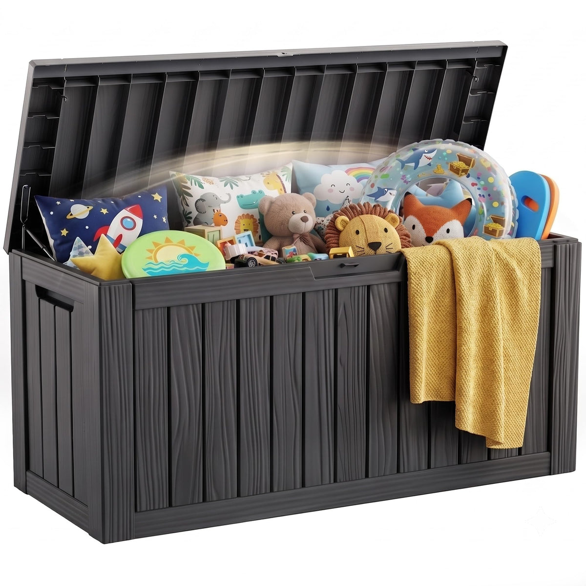EFU Outdoor Storage Box 42 Gallon Deck Box, Waterproof Resin, Black