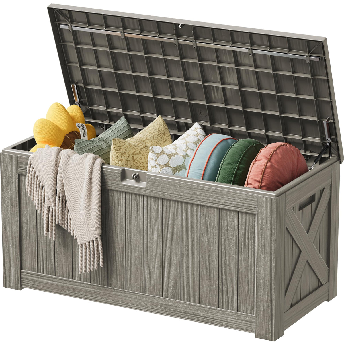 Devoko 100 Gallon Outdoor Storage Box, Waterproof Deck Box Lockable