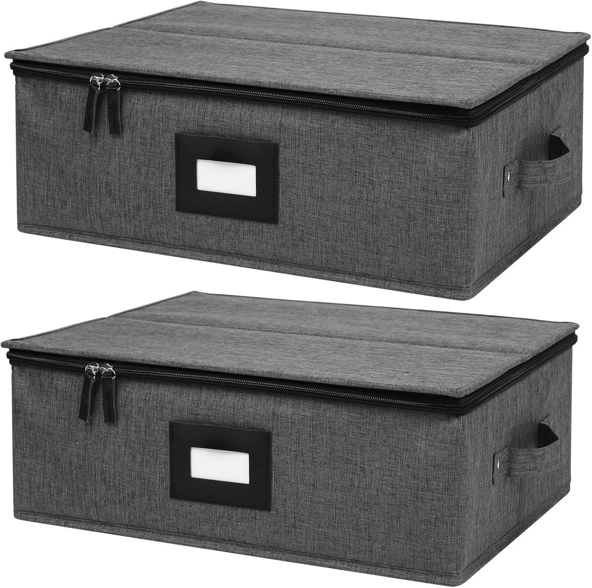 Mug Storage Box with Dividers 2 Pack, Hard Top Cup Storage for Coffee Mug