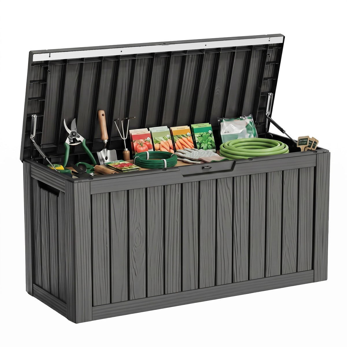 36 Gallon Outdoor Deck Box, Lockable Waterproof Outdoor Storage Boxes For Garden Tools,Indoor Cushions,Accessories Outside Storage Resin Weatherproof Container(Black)