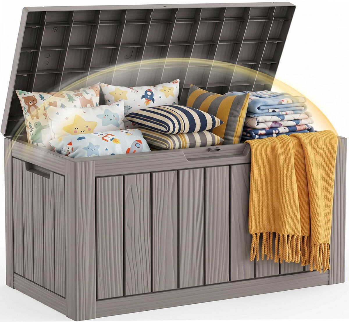 EFU Outdoor Storage Box 42 Gallon Deck Box, Waterproof Resin, Black