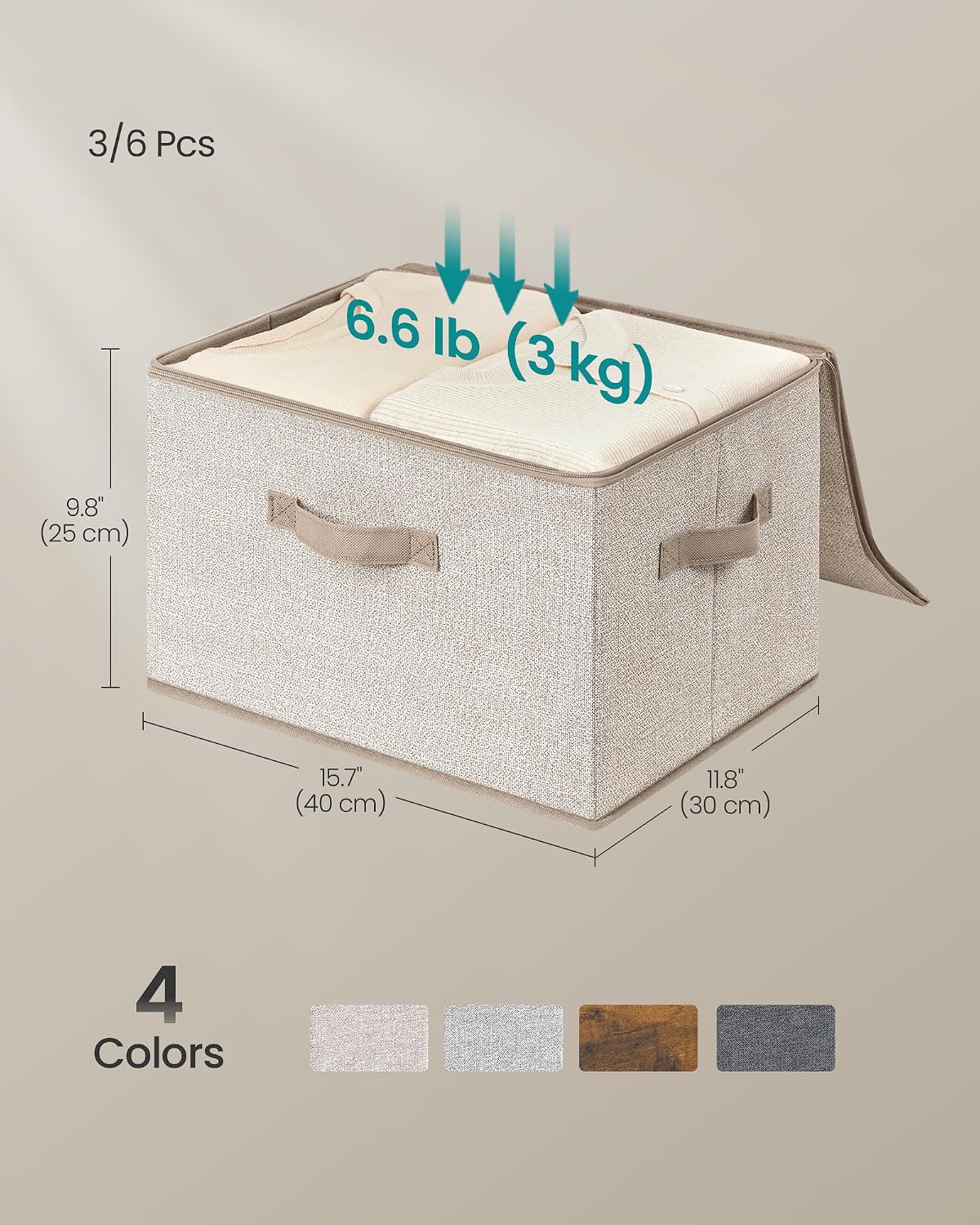 SONGMICS Set of 3 Storage Bins with Zipper Lids, 31 Quart Storage Boxes