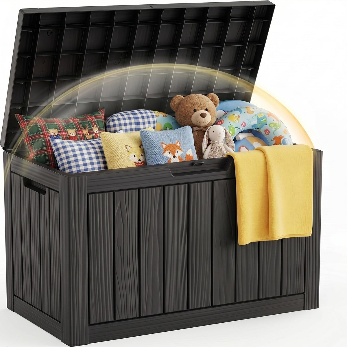 EFU Outdoor Storage Box 42 Gallon Deck Box, Waterproof Resin, Black