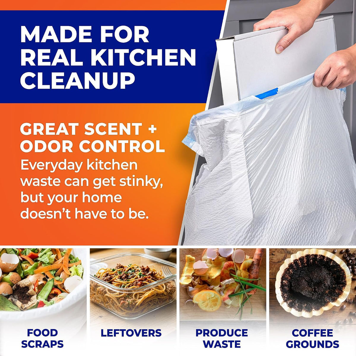 Hefty Ultra Strong 13 Gal Kitchen Trash Bags, White, Citrus Twist, 80ct