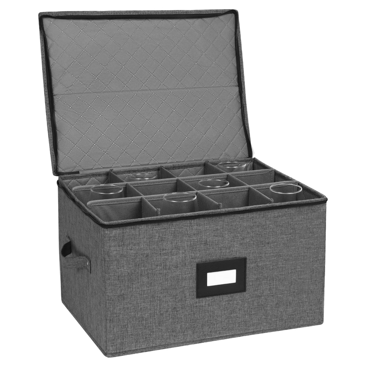 Mug Storage Box with Dividers 2 Pack, Hard Top Cup Storage for Coffee Mug