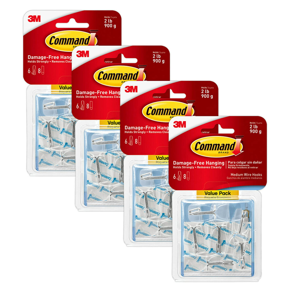 Command Clear Adhesive Hooks, Medium, 3 Pack, 30 Total, 2 lb
