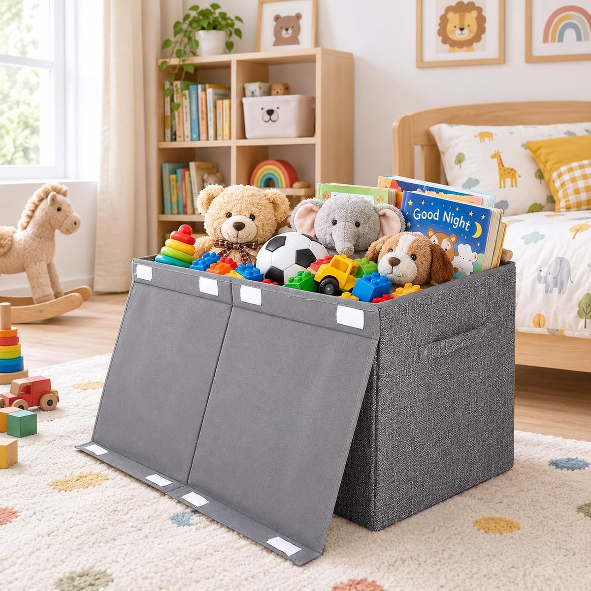 Large Toy Box Storage with Lid, Collapsible Sturdy Toy Chest Storage Bin