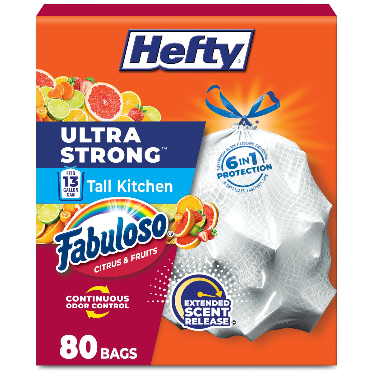Hefty Ultra Strong 13 Gal Kitchen Trash Bags, Fabuloso Lavender, 80ct