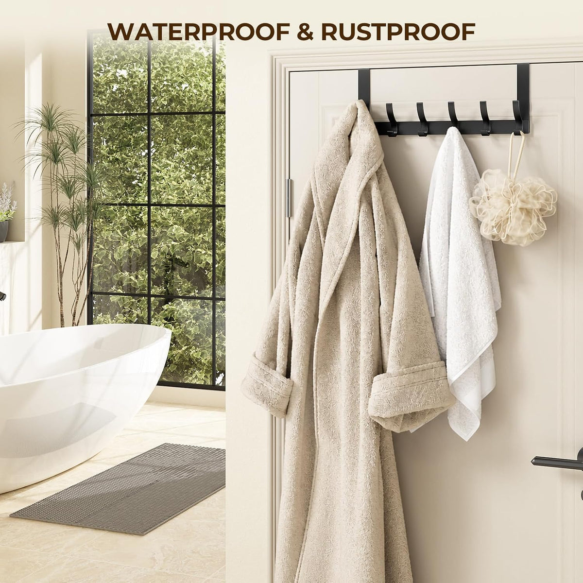 Optish Over The Door Hooks, Over Door Hooks, Towel Rack for Bathroom with 12 Coat Hooks, Over The Door Organizer Towel Rack, Bathroom Accessories