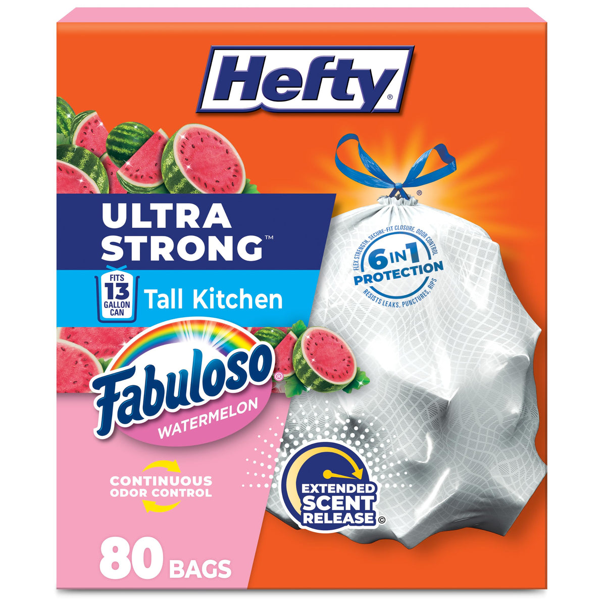 Hefty Ultra Strong 13 Gal Kitchen Trash Bags, Fabuloso Lavender, 80ct