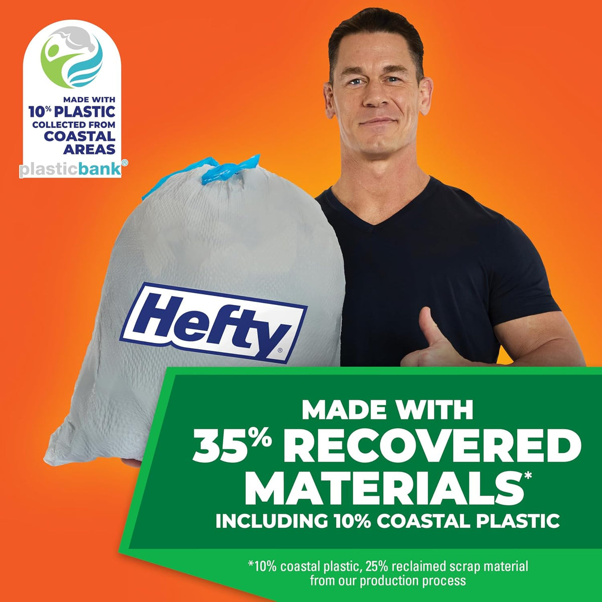 Hefty Ultra Strong Recovered Materials 13 Gallon Kitchen Trash Bags, 80ct