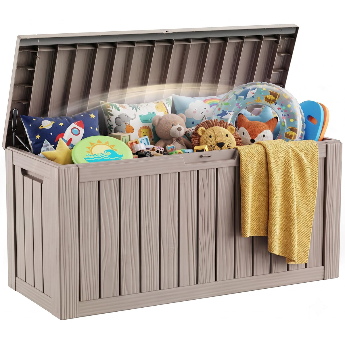 EFU Outdoor Storage Box 42 Gallon Deck Box, Waterproof Resin, Black