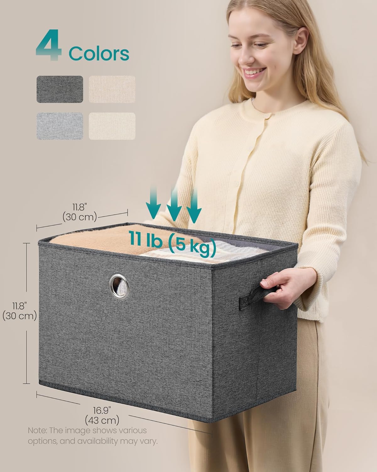 SONGMICS Set of 3 Storage Bins with Lids, 41 Quart Foldable Storage Boxes