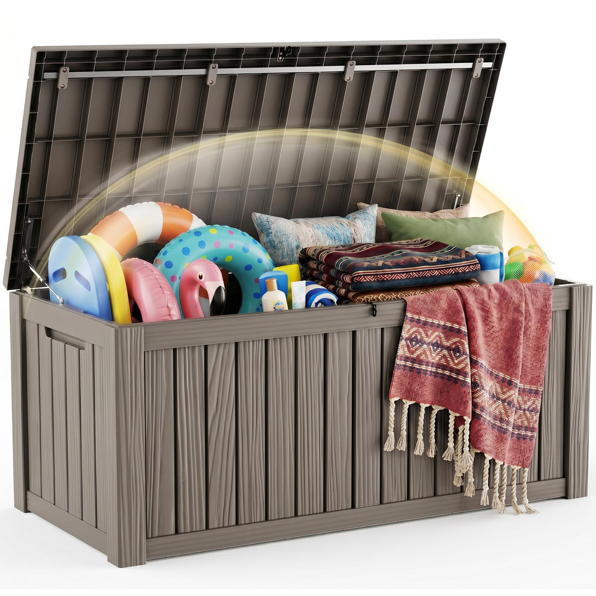 EFU Outdoor Storage Box 42 Gallon Deck Box, Waterproof Resin, Black