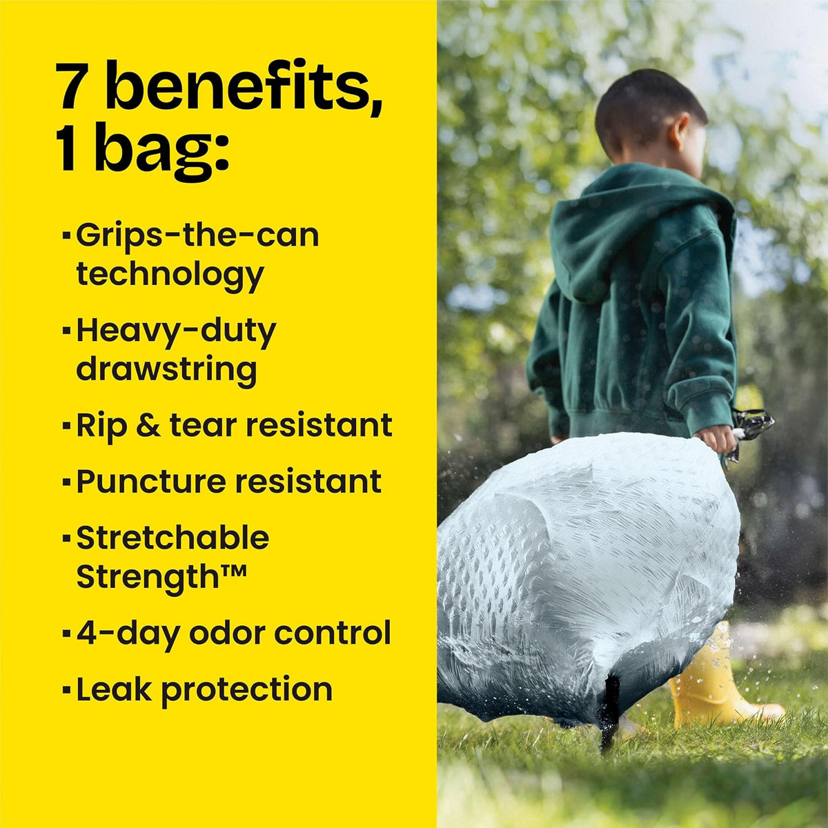 Glad ForceFlex Kitchen Trash Bags, Rip and Tear Resistant, Gain Original Scented Tall Garbage Bags, Odor Control, Febreze Freshness, 13 Gallon, 140 Count