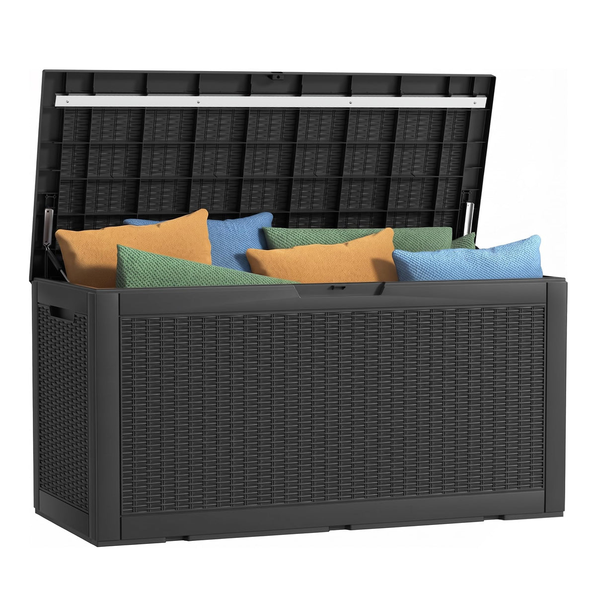 36 Gallon Outdoor Deck Box, Lockable Waterproof Outdoor Storage Boxes For Garden Tools,Indoor Cushions,Accessories Outside Storage Resin Weatherproof Container(Black)