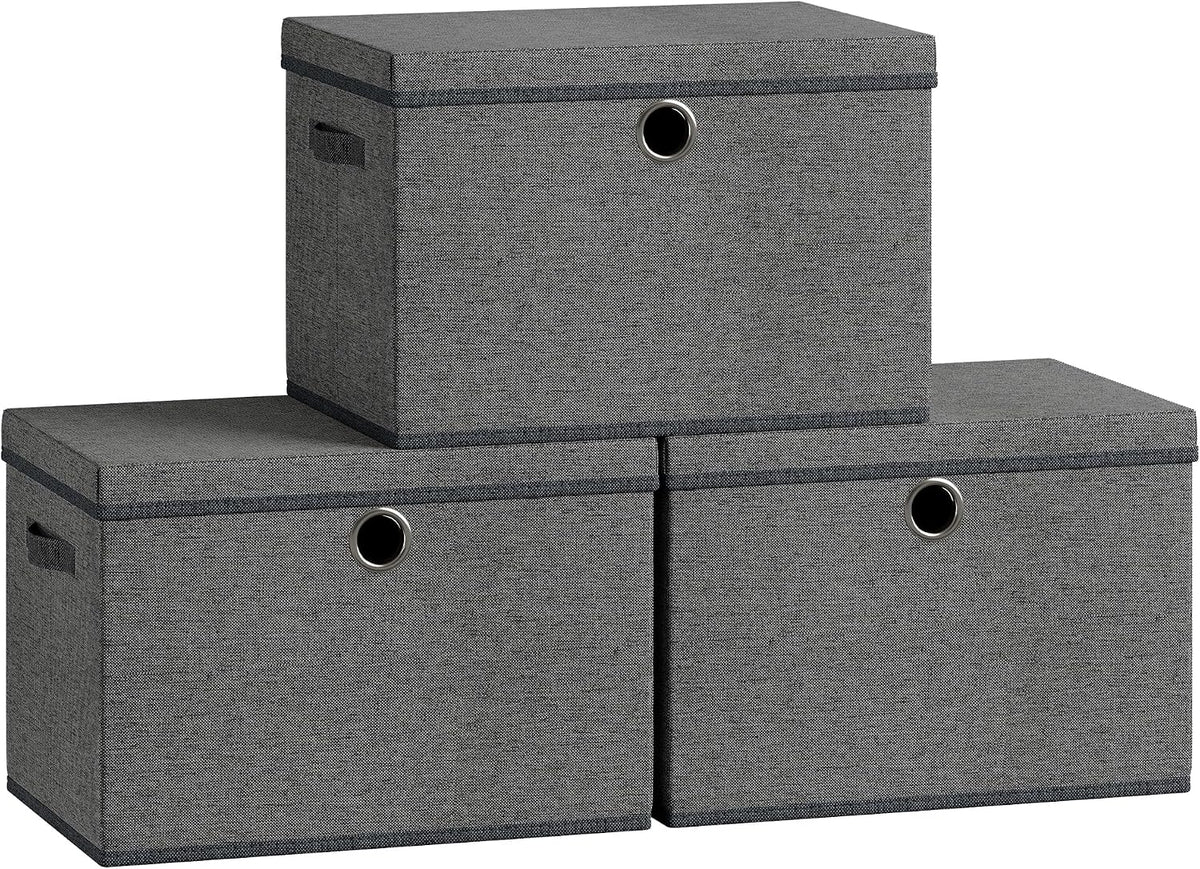 SONGMICS Set of 3 Storage Bins with Lids, 41 Quart Foldable Storage Boxes