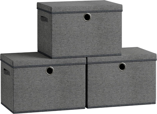 SONGMICS Set of 3 Storage Bins with Lids, 41 Quart Foldable Storage Boxes