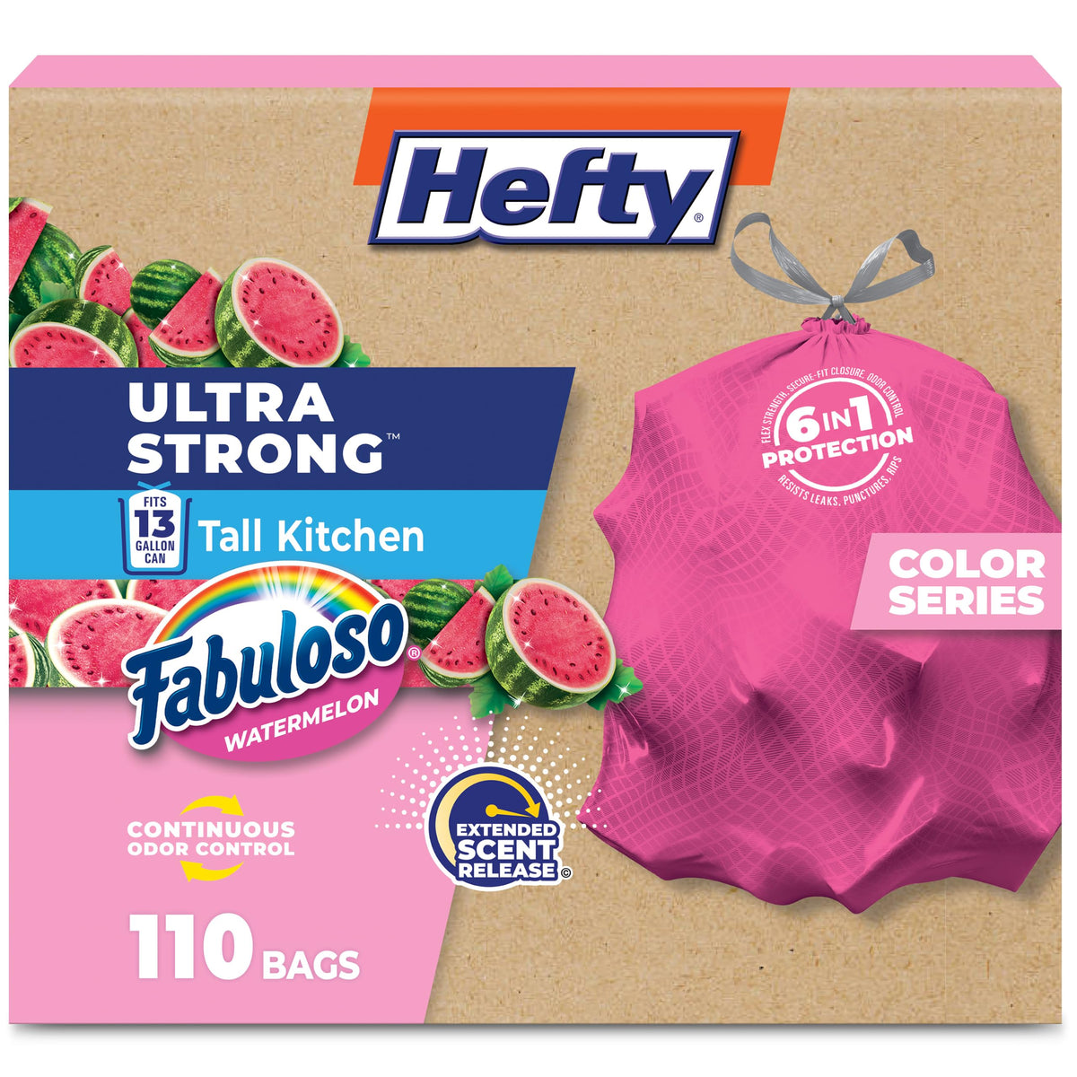 Hefty Ultra Strong 13 Gal Kitchen Trash Bags, Fabuloso Lavender, 80ct