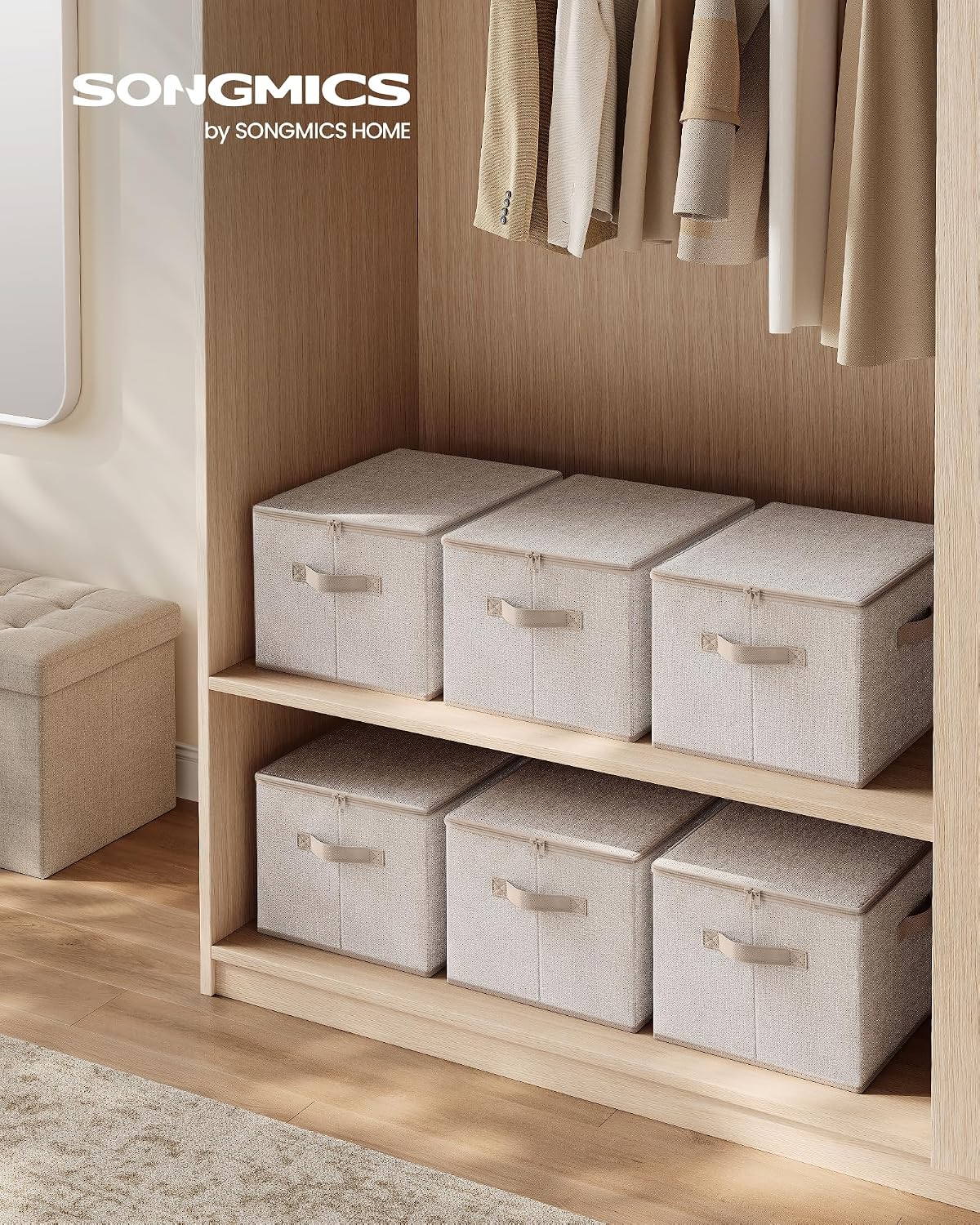 SONGMICS Set of 3 Storage Bins with Zipper Lids, 31 Quart Storage Boxes