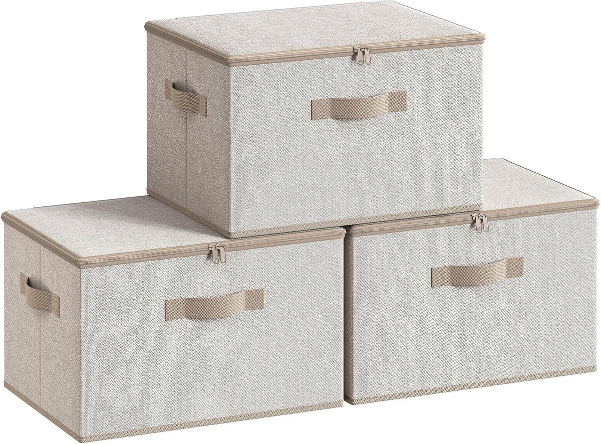 SONGMICS Set of 3 Storage Bins with Zipper Lids, 31 Quart Storage Boxes